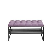 Банкетка RIMINI MINI, черный, Dusty Pink, каретная стяжка, 85*40*45