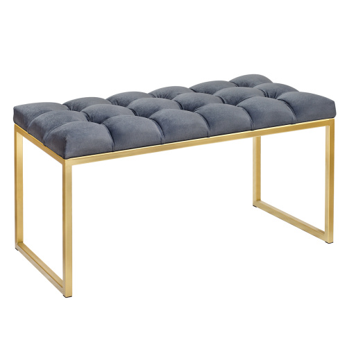 Банкетка ALBA MINI, золотая, Mouse Grey, каретная стяжка, 85*40*45 фото 2