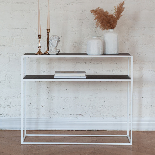 Консоль SKANDI, белая, ЛДСП черный, 100*35*81 фото 2