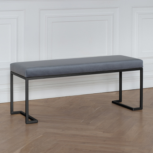 Банкетка OMEGA, черная, Light Blue, 110*40*45 фото 2