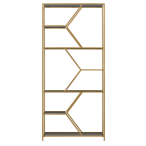 Стеллаж MALTA MINI, золотой, тонированное стекло, 80*30*175 фото 6