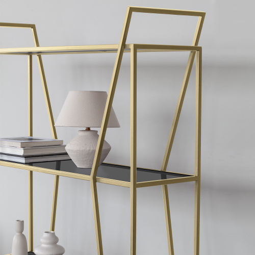 Стеллаж OSLO, золотой, тонированное стекло, 100*33*171 фото 4