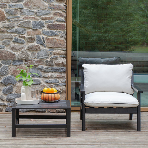 Набор садовой мебели ISTRA / 2 предмета: кресло, столик / черный/Jamaica MILK (S1) фото 3