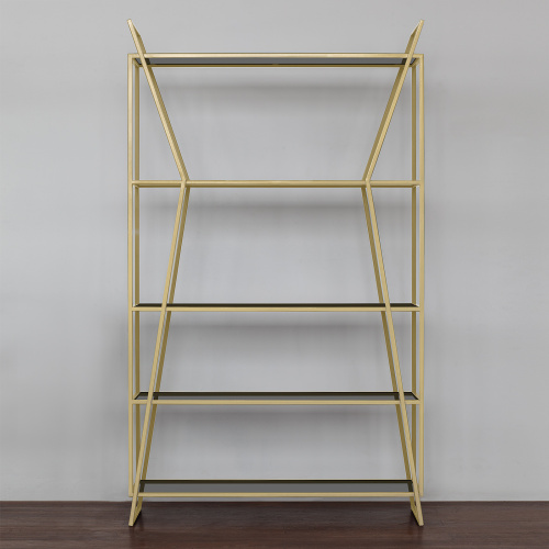 Стеллаж OSLO, золотой, тонированное стекло, 100*33*171 фото 6