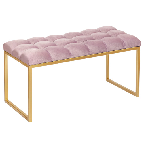 Банкетка ALBA MINI, золотой, Dusty Pink, каретная стяжка, 85*40*45 фото 2