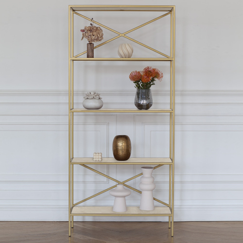 Стеллаж KARIN-800, золотой, керамика слоновая кость фото 6