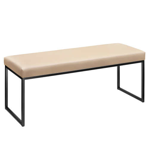 Банкетка ALBA, черная, экокожа Light Beige, 110*40*45 фото 2