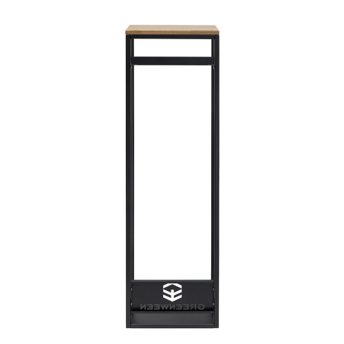 Дровница CAPRI с полкой, черная, столешница дерево, 40*30*136 фото 11