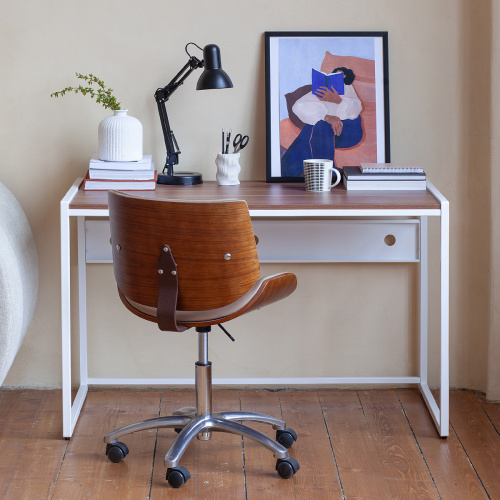 Стол письменный Rimini, белый, ЛДСП Орех, 120*65*75 фото 2