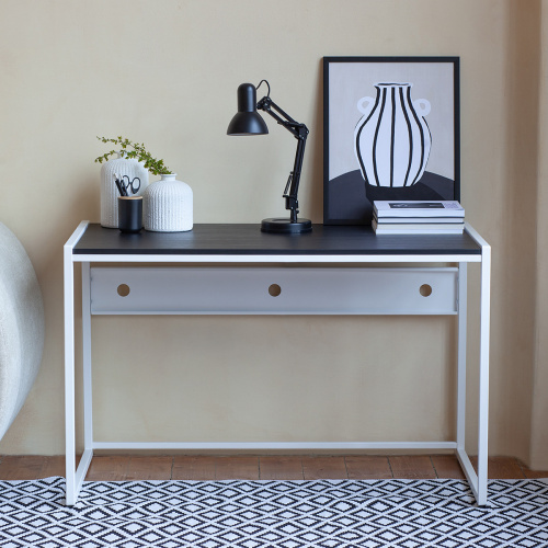 Стол письменный Rimini, белый, ЛДСП Черный, 120*65*75 фото 4