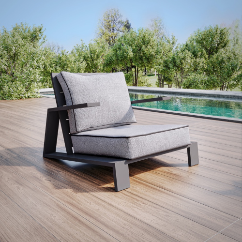 Кресло уличное KORFU, алюминий LAVA, подушки JASPER GREY