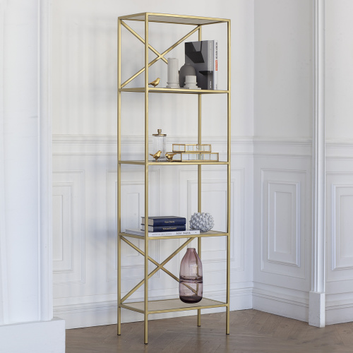 Стеллаж KARIN, золотой, керамика слоновая кость, 55*30*175 фото 4