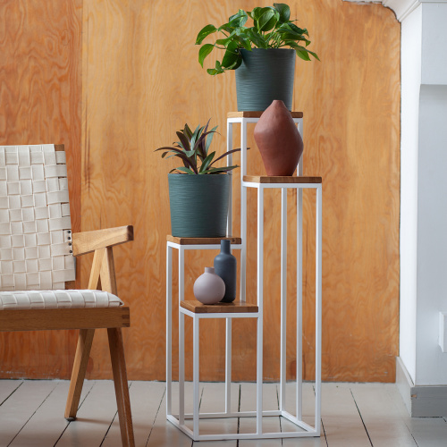 Столик подставка для цветов TORI, под 4 кашпо, белый, столешницы дуб фото 6