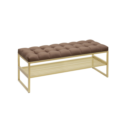 Банкетка RIMINI, золотой, Mocco, каретная стяжка, 110*40*45 фото 2