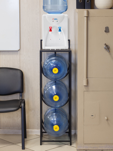 Подставка для 3 бутылок со столиком и с колесами, черная фото 3