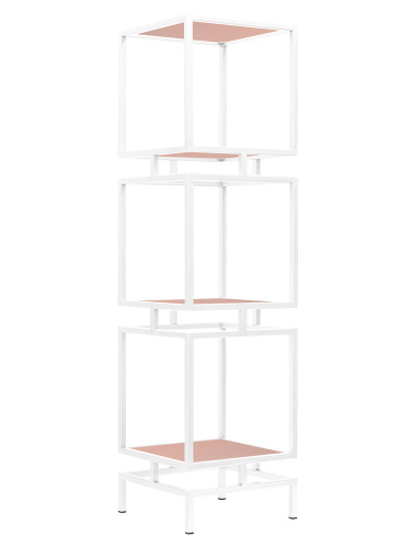 Стеллаж CUBIC-3, белый, ЛДСП Розовый антик, 40*40*150,5 фото 4