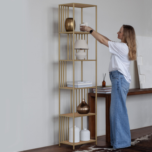 Стеллаж SOHO MINI, золотой, ЛДСП Робиния, 45*30*195 фото 3