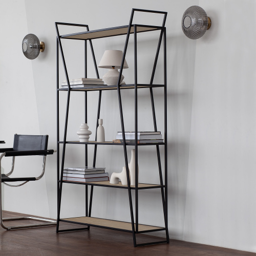 Стеллаж OSLO, черный, ЛДСП Дуб Каселла, 100*33*171 фото 2