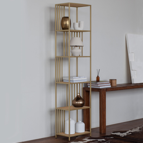 Стеллаж SOHO MINI, золотой, ЛДСП Робиния, 45*30*195 фото 2