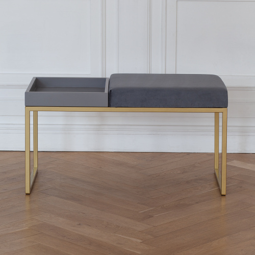 Банкетка ALBA BOX, золотая, Light Blue, GreyBox, 85*40*45