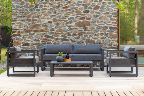 Набор садовой мебели CAPRI: диван, 2 кресла, столик, серый цвет фото 2
