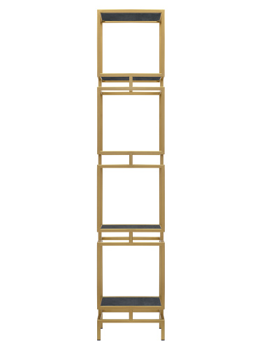 Стеллаж CUBIC-4, золотой каркас сталь, полки керамика, 1965x400x400